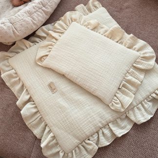 Muślinowa pościel dla lalki - beżowa