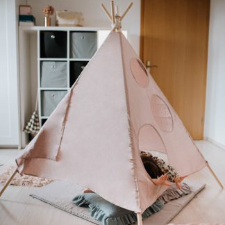 tipi lniany namiot dla dzieci pudrowy róż