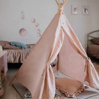 tipi lniany namiot dla dzieci pudrowy róż