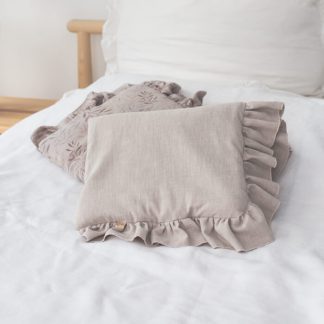 lniana poduszka z falbankami dla dzieci do sypialnil