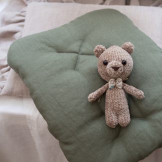lniana zielona płaska poduszka dla niemowląt