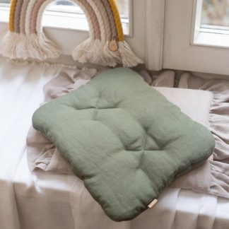 lniana zielona płaska poduszka dla niemowląt