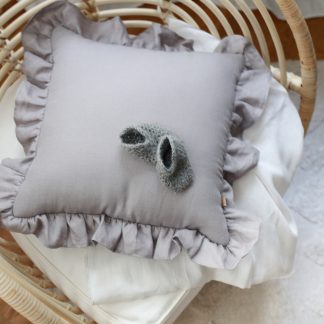 lniana poduszka niemowlęca z falbankami poduszka dekoracyjna