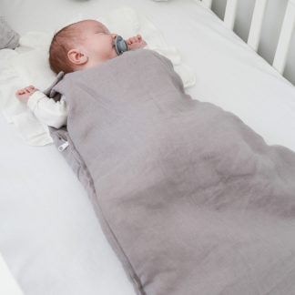lniany śpiworek dla niemowląt, szary śpiworek