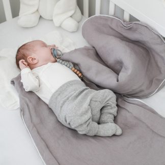 lniany śpiworek dla niemowląt, szary śpiworek