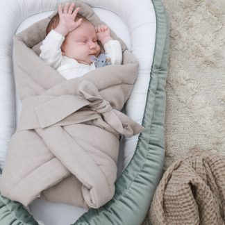 rożek niemowlęcy lniany beżowy wiązany