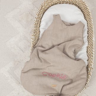 personalizowany śpiworek do spania niemowlęcy lniany