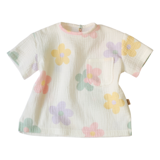 Muślinowy t-shirt dla dzieci - PR-elki - kwiatuszki vintage