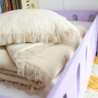 Brokatowa pościel dla dziewczynki M 100x135 cm - beżowa