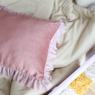 Brokatowa poduszka dekoracyjna - różowa