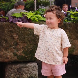 koszulka muślinowa dla dzieci ubranka na lato - lekkie oddychajace - kwiatuszki