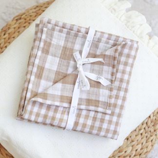 Otulacz/kocyk muślinowy - Kratka brązowa